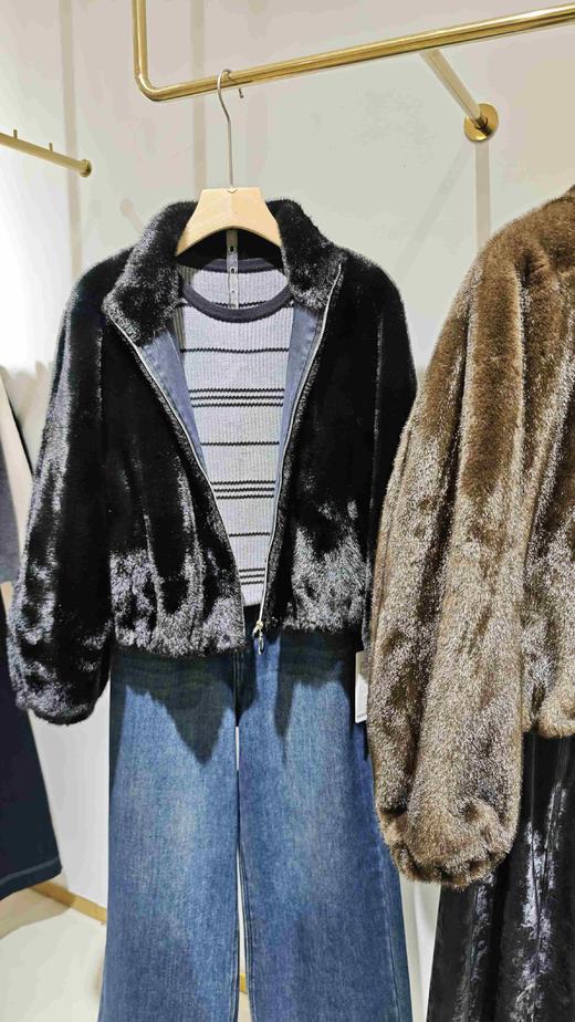585005福利款 仿貂皮草立领拉链外套 商品图9