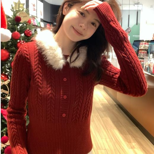 毛毛领麻花短款毛衣2705 商品图1