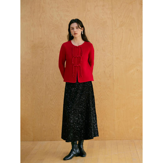 HeyDress斜裁松紧腰亮片半裙 商品图1