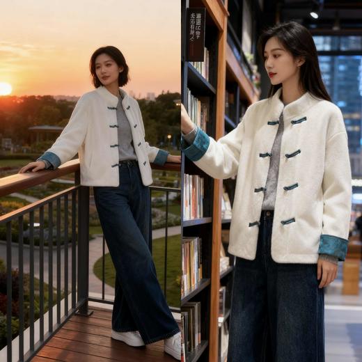 585107福利款 仿貂皮草立领斜扣外套 商品图7