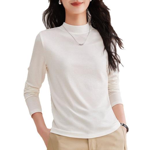 「自」全新升级【铂金会员119/天猫159/差价40】(11320)洛诗琳天丝羊毛面膜T2026早春气质纯色长袖立领正肩上衣女 商品图4