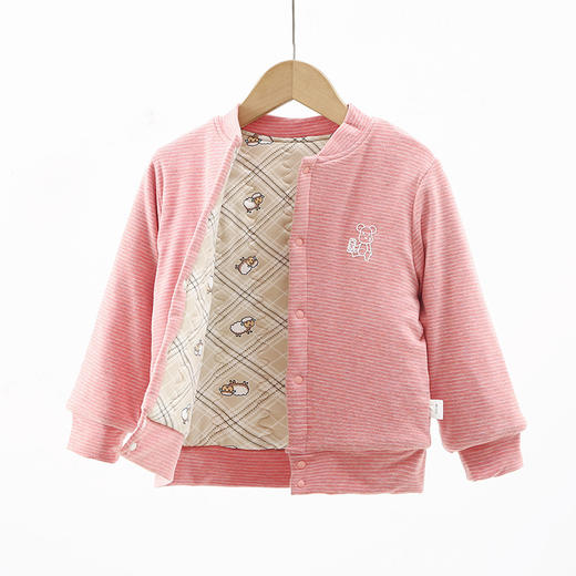 607细条纹压小熊立体标羊毛填充三层棉袄 商品图3