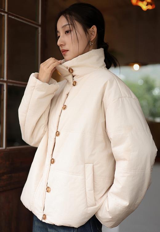 冬季棉服砂洗休闲夹棉素素文艺大气棉服 商品图2