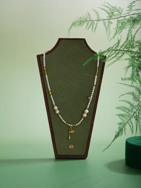 子佩集【福禄之命】银S925珍珠项链【QNX0005】3mm小珠6.8mm大珠镀金葫芦2512