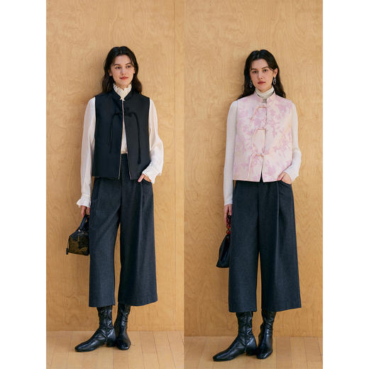 HeyDress叠褶八分阔腿毛呢裤 商品图2