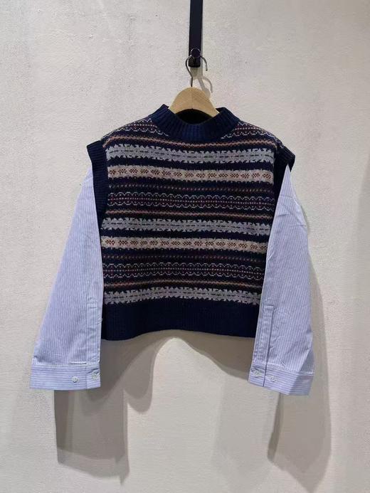 女款衬衫袖针织马甲背心毛衣la 商品图0