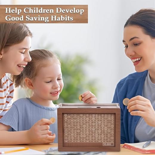 木制现金储蓄箱 从小培养金钱的意识 送给家人朋友孩子的最佳礼物【需自行拼接组装】 商品图0