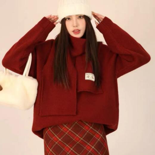 简约圆领围巾毛衣333 商品图3