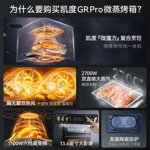 凯度GRpro微蒸烤炸炖一体机嵌入式家用大容量多功能电蒸烤箱微波 商品图1