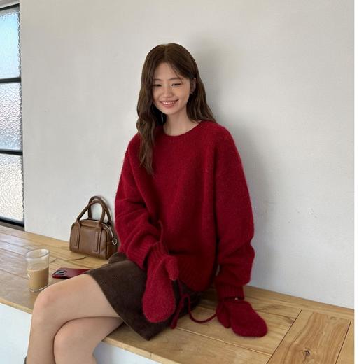 慵懒风圆领套头毛衣（配手套）338 商品图3