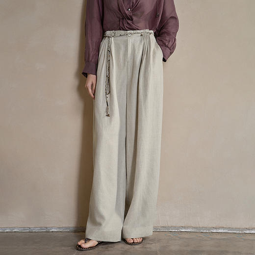 【林栖设计小店】手工层褶|阔腿裤钉珠百搭宽松显瘦2026早春新款长裤子女1961084 商品图1