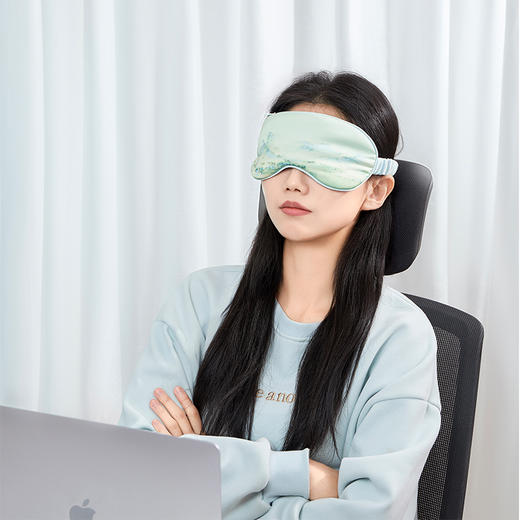 【故宫眼罩】千里江山热敷发热眼罩仿真丝睡眠遮光养生新年生日礼物 商品图3