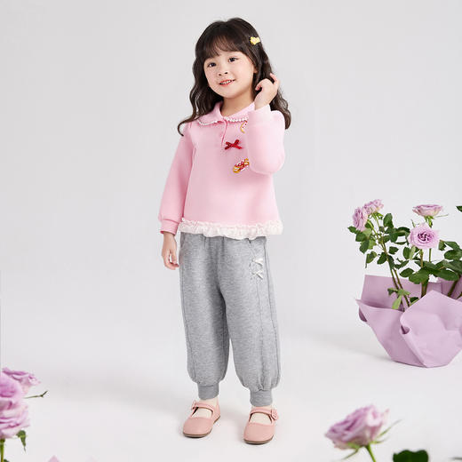 笛莎Deesha 童装女童裤子2026春新款甜美蝴蝶结长裤 商品图2