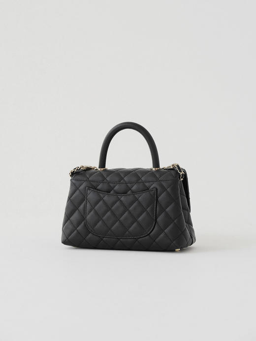 香奈儿-cocohandle纯色牛皮手柄包 黑金 小号（LZ） 商品图4