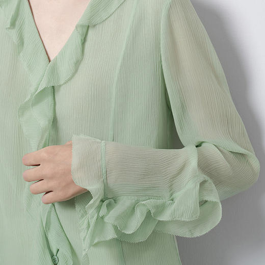 【林栖设计小店】风荷曳影|桑蚕丝衬衣荷叶边温柔仙气2026早春新款上衣女T1961310 商品图3