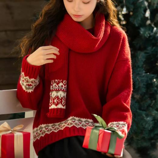 秋冬氛围感提花毛衣+围巾2599 商品图0