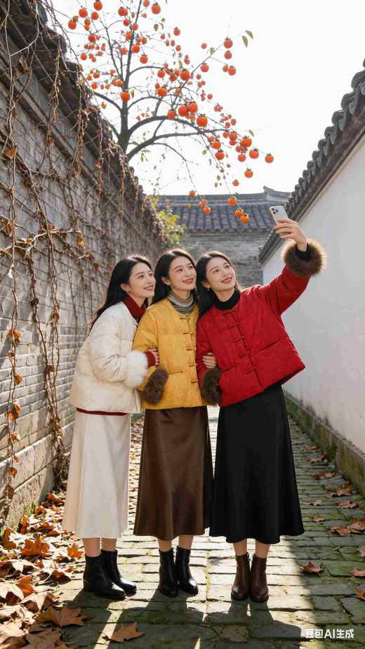 589902红黄白三色国风狐狸袖羽绒服， 商品图5