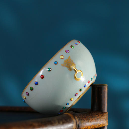 问鼎汝瓷鼎峰系列天青乙巳七宝战鼓杯（描金） 商品图2