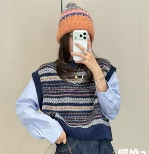 女款衬衫袖针织马甲背心毛衣la 商品图3