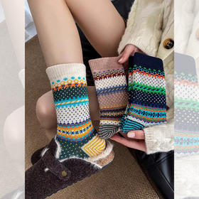 <曾小咸推荐>费尔岛风彩色中筒袜 日常价79/3双！ 活动价39.99/3双！【预售款，预计3-15天发货】