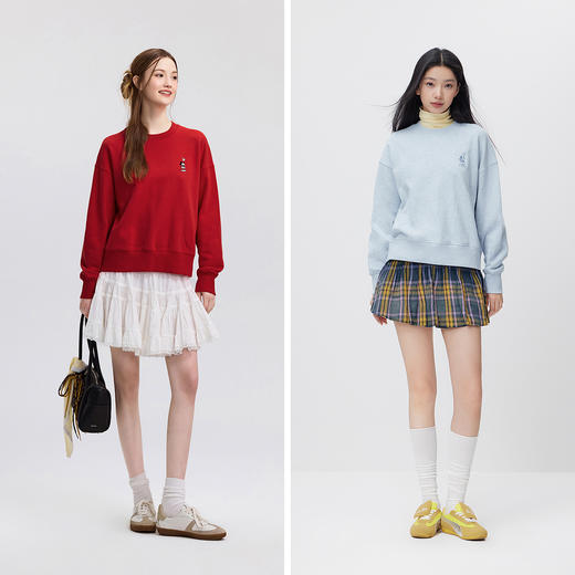 森马迪士尼合作系列卫衣女春季刺绣oversize分割打底衫潮流套头衫 商品图4