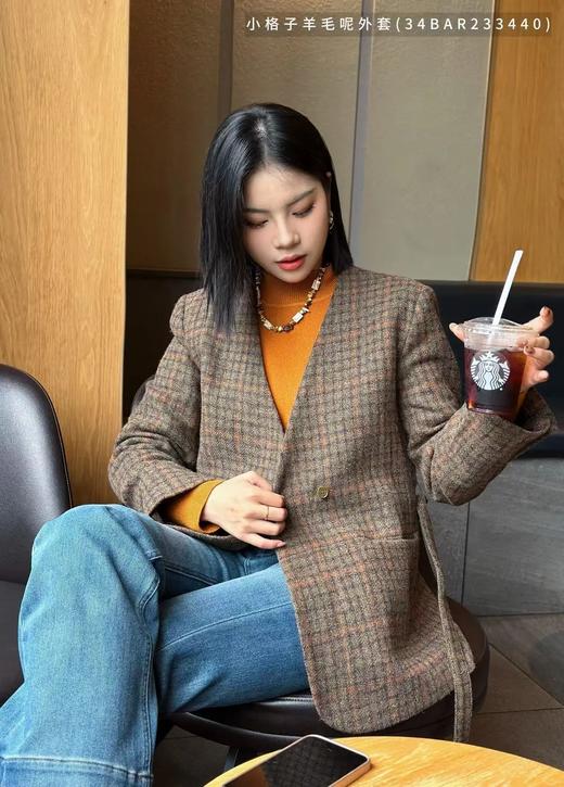 34BAR233440#小格子羊毛呢外套 商品图0