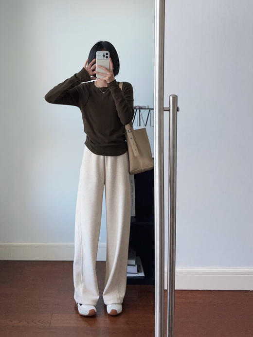 高端醋酸羊毛休闲窄版直筒裤，小个子针织裤毛呢裤 商品图3