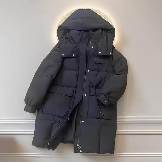 半身缘女装 冬季连帽加厚中长款韩版羽绒服254313P01740202 商品图1