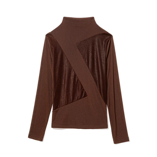 KQL E37M2955时尚百搭丝绒拼接纯色网纱修身显瘦小衫 商品图2