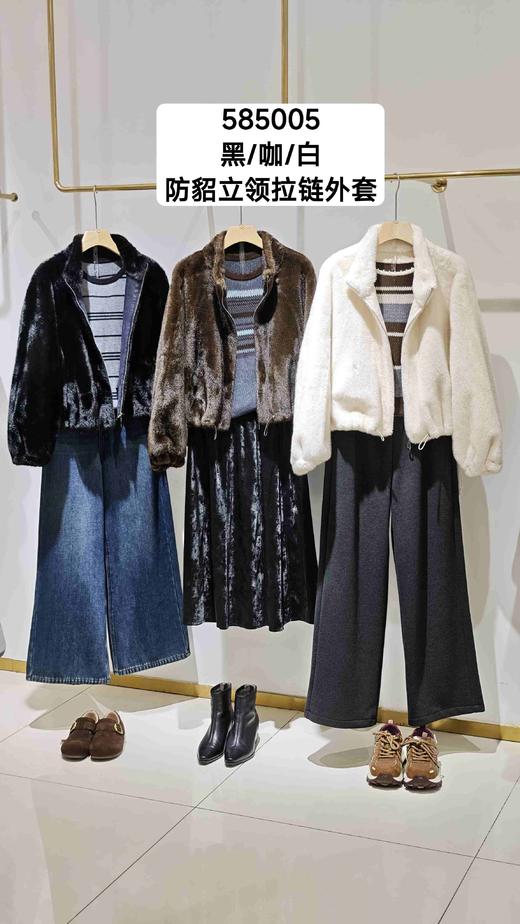 585005福利款 仿貂皮草立领拉链外套 商品图6