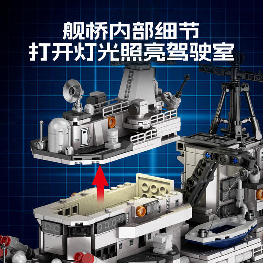【新品】森宝积木956现代驱逐舰半剖透视版军事拼搭积木拼装玩具 商品图3