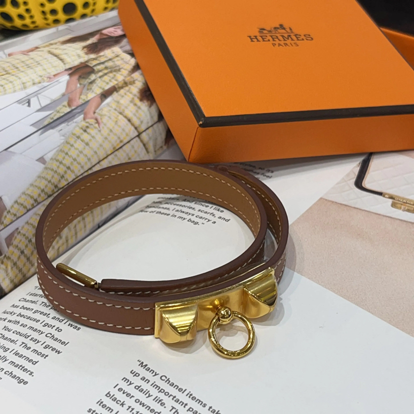 爱马仕 CDC 金棕 皮手环