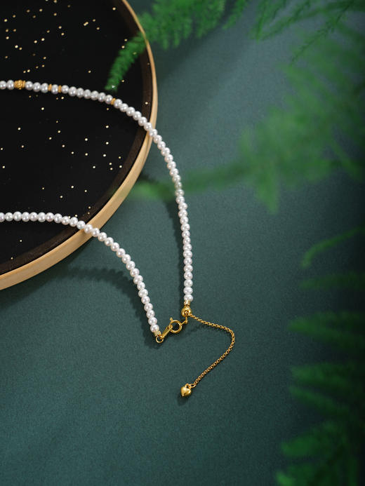 子佩集【神圣守护】银S925珍珠项链【QNX0004】3mm小珠6.8mm大珠金刚杵镀金2512 商品图3