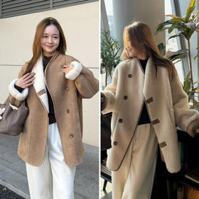 2512314    无领 颗粒羊毛🐑 双面外套