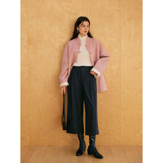 HeyDress叠褶八分阔腿毛呢裤 商品图1