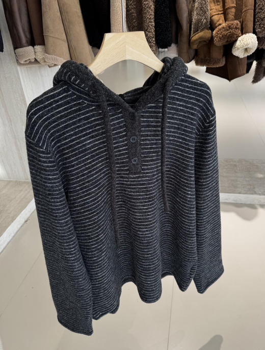 韩国订单条纹毛绒帽衫卫衣12181 商品图3