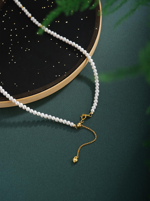 子佩集【翠纳福祥】银S925珍珠项链【QNX0017】3mm珠纳福碧玉镀金2512 商品图4