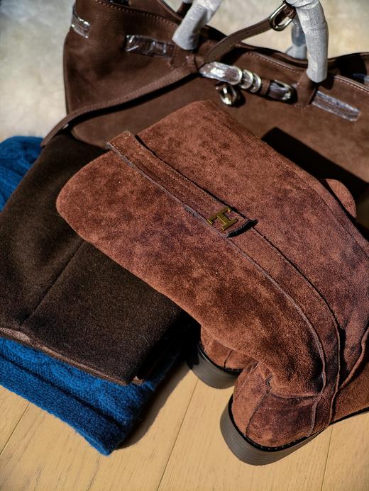 【秋冬精选】2025年东大门秋季新款复古有情调绒面简约通勤长筒靴女 商品图2