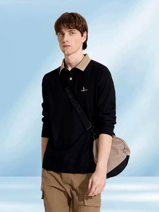 点此购买 比音勒芬秋冬季男士加绒螺纹领长袖POLO衫 ss 338206 商品图5