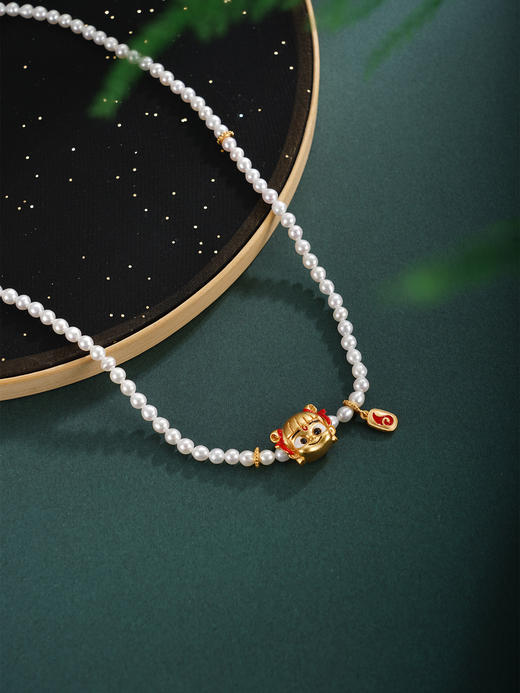 子佩集【福气哪吒】珍珠项链【XXXL011】3.5mm珠哪吒镀金2512 商品图1