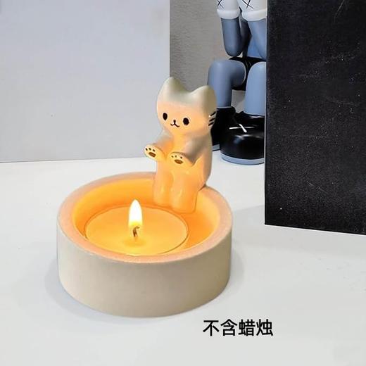 陶瓷款 可爱卡通猫咪桌面烛台 取暖喵创意摆件 家居装饰品 商品图4