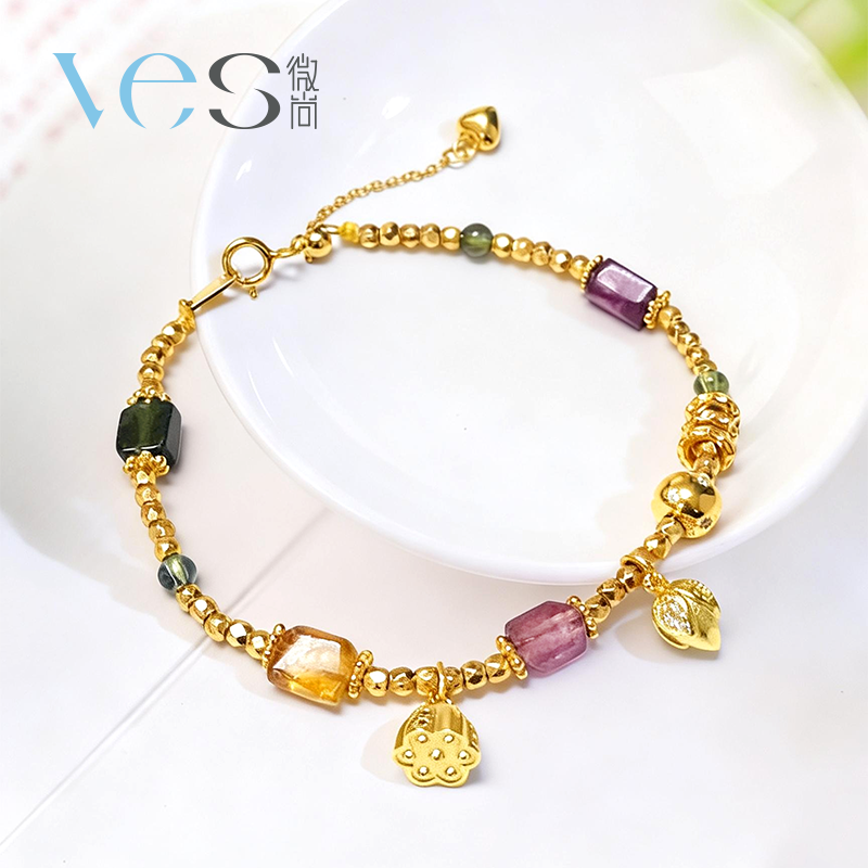 并蒂莲彩色银925碧玺手链