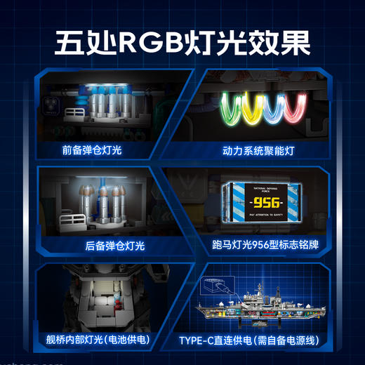 【新品】森宝积木956现代驱逐舰半剖透视版军事拼搭积木拼装玩具 商品图1