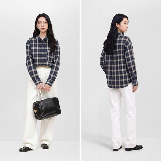 商场同款|森马长袖衬衫女春中长款oversize格纹2026新款潮流衬衣 商品图4