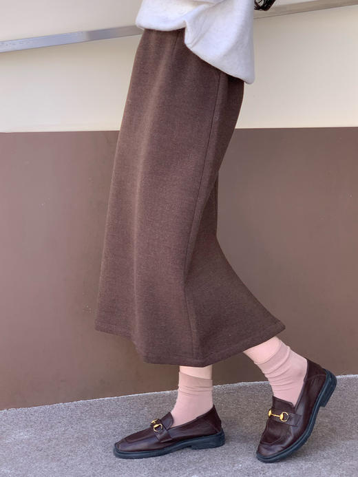 【百图lulu定制】【软语毛呢裙】【赠皮带】羊毛混纺 毛呢 直筒半裙 后中开叉 带拉链半身裙 商品图11