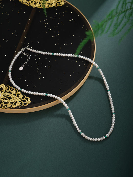 子佩集【碧影清辉】银S925珍珠项链【QNX0020】3mm珠绿松石2512 商品图2