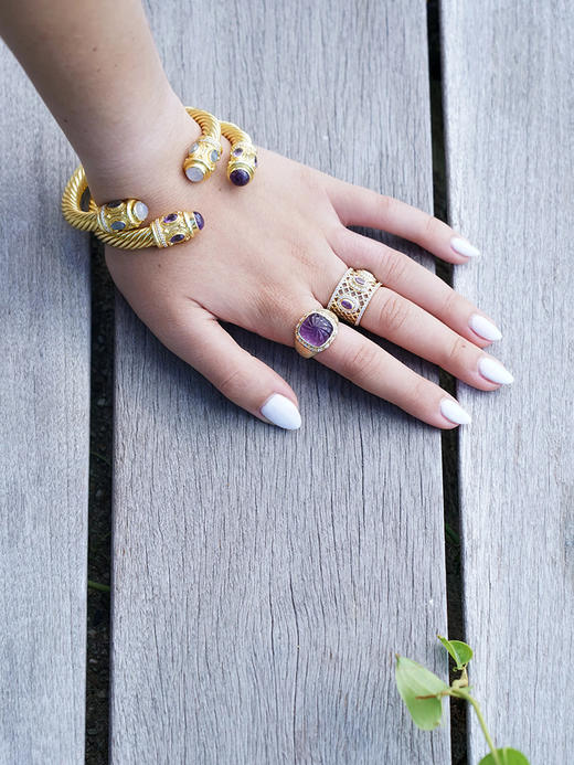 北京仓｜Diaperis Paris-ANALI-火焰 金色 紫水晶 戒指［法国设计师］ 商品图1
