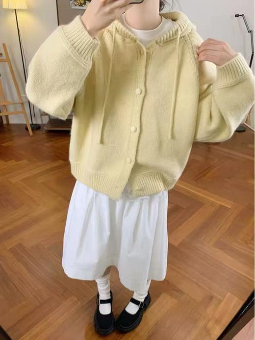 自营【超美针织衫】M07韩系镂空连帽针织开衫毛衣-喜出 商品图0