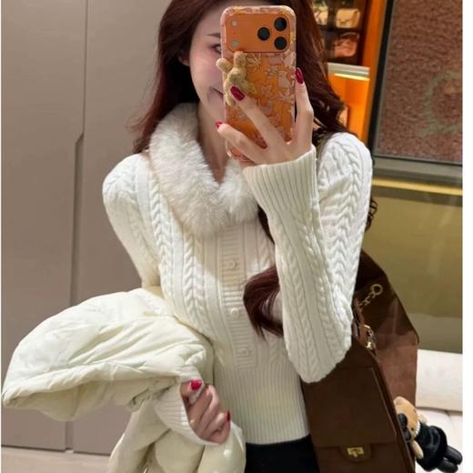 毛毛领麻花短款毛衣2705 商品图3