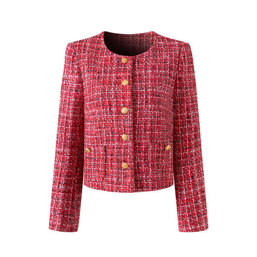 「高货wl」全新升级【铂金会员395/天猫529/差价134】(14842)洛诗琳气质金线色织小香风外套2025秋冬粗花呢羊毛短外套 商品图2